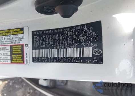 2011 Toyota Corolla S from USA, damaged, VIN 2T1BU4EE9BC672981